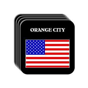 US Flag   Orange City, Florida (FL) Set of 4 Mini Mousepad Coasters
