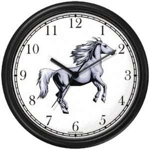  White Stallion Horse Wall Clock by WatchBuddy Timepieces (White 