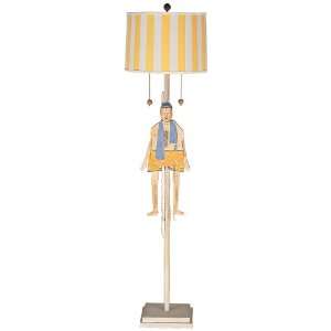    Boy Swimmer Puppet with Striped Shade Floor Lamp