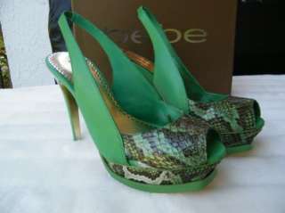 BEBE SHOES sandals heel platform ZAHARA green snake 5 6 7 8 9 10 