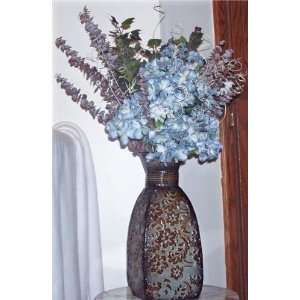  Indigo Blue Hydrangeas & Eucalyptus Floral Arrangement 