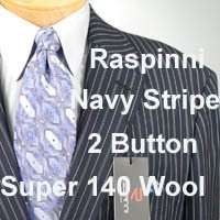 44L   2 Button Suit SUPER 140 100% Wool RASPINNI Mens Suits 44 Long 