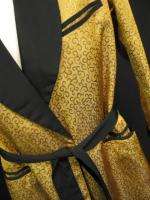 Vintage 50s State O Maine Gold & Black Silky Mens Smoking Jacket Robe 