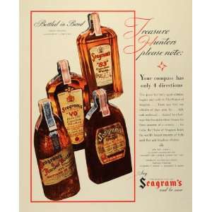  1935 Ad Seagrams Aged Whiskeys Compass Bottles Canada 
