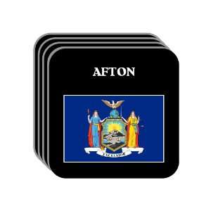 US State Flag   AFTON, New York (NY) Set of 4 Mini Mousepad Coasters