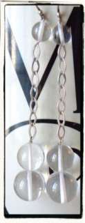 LONG Sterling Silver 925 Pools of Light Orb Crystal Earrings  