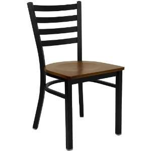   Back Metal Restaurant Chair with Cherry Wood Seat