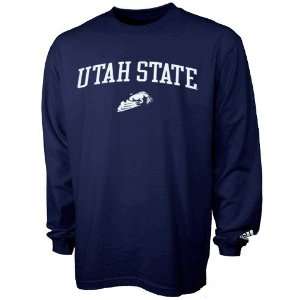 adidas Utah State Aggies Navy Blue In Play Long Sleeve T shirt  