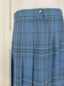 Mairi Macintyre Pleated Plaid WOOL Skirt Scotland Med  