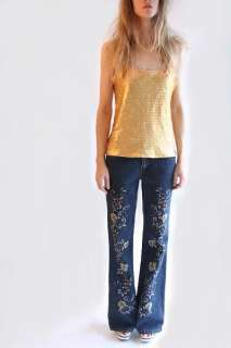   WASH JEANS 8 10 Floral Willi Smith Sequin Flare Embellished Bootcut