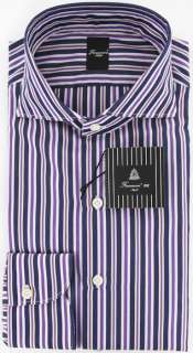 New $425 Finamore Napoli Purple Shirt 16.5/42  