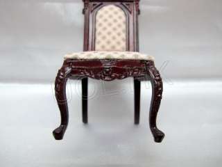 100% New 1:12 Scale Mahogany Victorian Chair For Doll House  FREE 