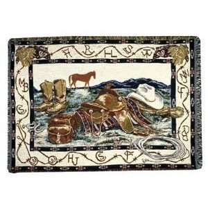  TAPESTRY THROW SIMPLY HOME Cowboy Gear