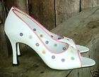 Citicross White Multi color Peep Toe Heels Shoes S/6New