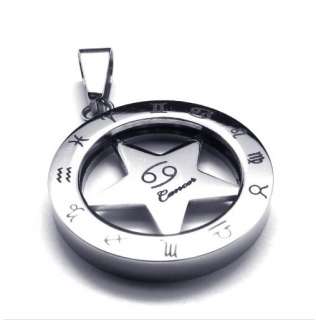HOROSCOPE FIVE POINT STAR STAINLESS STEEL CHAIN PENDANT  