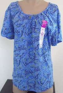 New Just My Size JMS Womens Plus Size Clothing 1X 4X Blue Shirt Top 