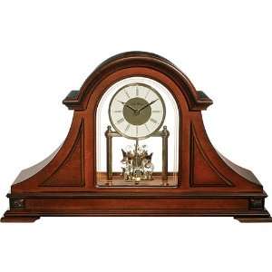   Dial Stained Brown Walnut Finish Wood Case with Pendulum Mantel Clock