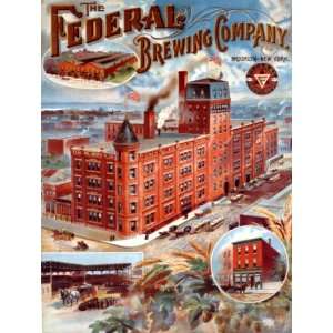 FEDERAL BREWING COMPANY BEER BROOKLYN NEW YORK LARGE VINTAGE POSTER 
