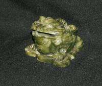 Vintage Polished Green Marble Frog Toad Figurine  