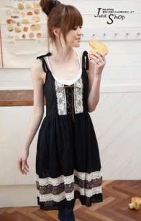 Japan Lolita Style Corset Lined Black Dress  