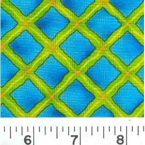  45 Wide Criss Cross   Lime/Ocean Fabric By The Yard 