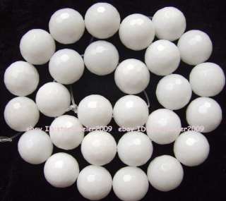 White Porcelain Agate globose faceted Gemstone Beads 15 4mm 6mm 8mm 