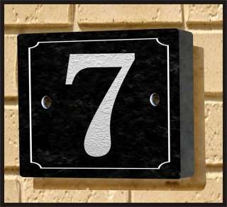 HAND ENGRAVED GRANITE HOUSE SIGN WITH A NUMBER 7. # No  