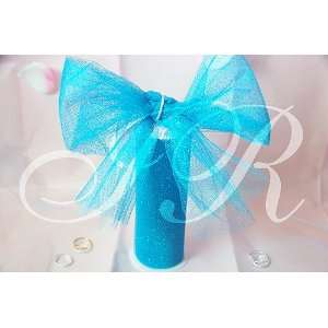   10 Yard Turquoise fabric wedding Glitter Tulle spool 