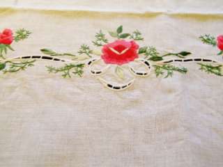   Hand Embroidered PURE LINEN tablecloth BEAUTIFUL 8FT x 6FT  