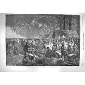  1861 WEATHER PARKS NIGHT SCENE SERPENTINE LONDON