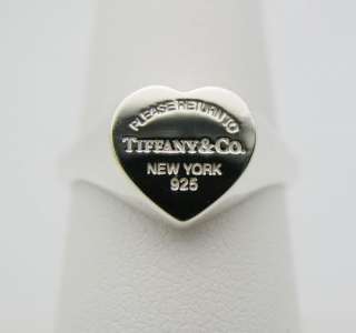 TIFFANY & CO. 925 STERLING P.R.T.T. HEART RING, SIZE 7.5  