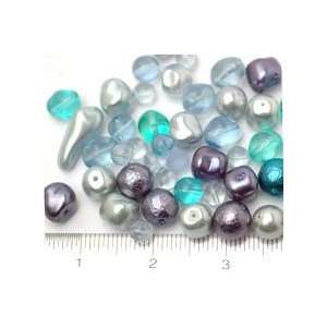  Blues Mix Vintage Czech Glass Pearl Loose Beads Grab Bag 