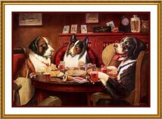 Dogs Playing Poker Post Mortem Counted Cross Stitch Chart  
