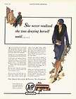 1928 AD A&P Atlantic & Pacific Tea Co. woman in plum colored coat 