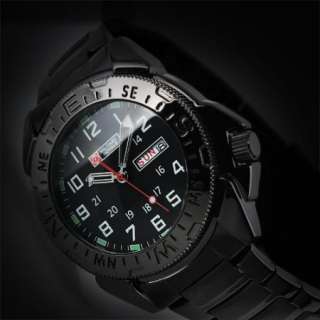 new MILITARY ROYALE black stainless steel strap pilot army sport mens 