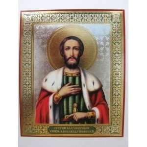SAINT ALEXANDER NEVSKY Orthodox Icon Lithograph (Metallograph 6x7in 