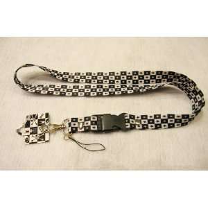   Mini Star Checkered Black/White Lanyard Key Chain Holder Automotive