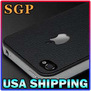 SGP Skin Guard/Cover Leather Deep Black Set iPhone 4  