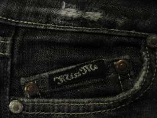 Miss Me Distressed Black Stretch Jeans Low Rise Boot Cut Size 26 