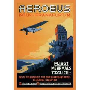 Cologne Frankfurt Aerobus & Rhine Castle 20x30 poster  