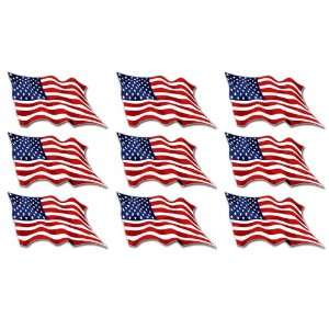    Sheet of 9 American USA Waving Flag Stickers 