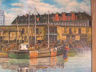 Boston, Massachusetts T Wharf, original painting signed Marino, 1940 