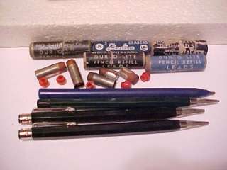 Vintage BELL WESTERN Mechanical Pencil pen Leads Erasers Estate 