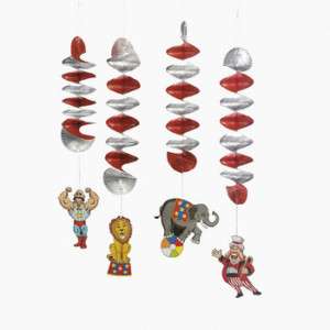 CARNIVAL CIRCUS PARTY DANGLING SWIRL DECORATIONS (12PC)  