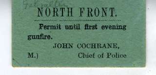   Permit Card from North Point John Cochrane Chief of Police  