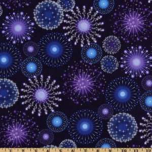  44 Wide Patriots Fireworks Navy Fabric By The Yard: Arts 