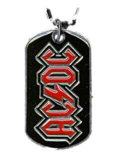 AC/DC dog tag pendant made from hand poured fine metal with enamel 