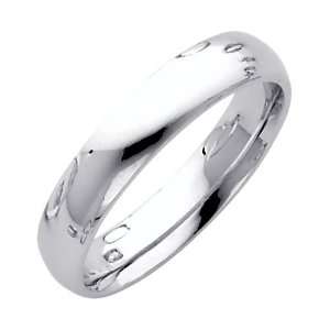 14K White Gold 4mm COMFORT FIT Plain Wedding Band Ring for Men & Women 
