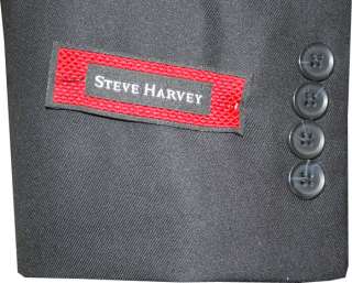 NWT~STEVE HARVEY SOLID BLACK WOOL & SILK SUIT~SIZE 42L  