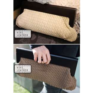 SALE Leather Weave Purse Wood Handle Clutch Evening Bag  